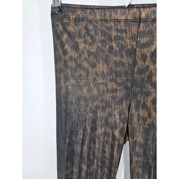 Forever 21 Womens Sz S Black and Gold Leggings metallic Sheen Shiny - Picture 2 of 5